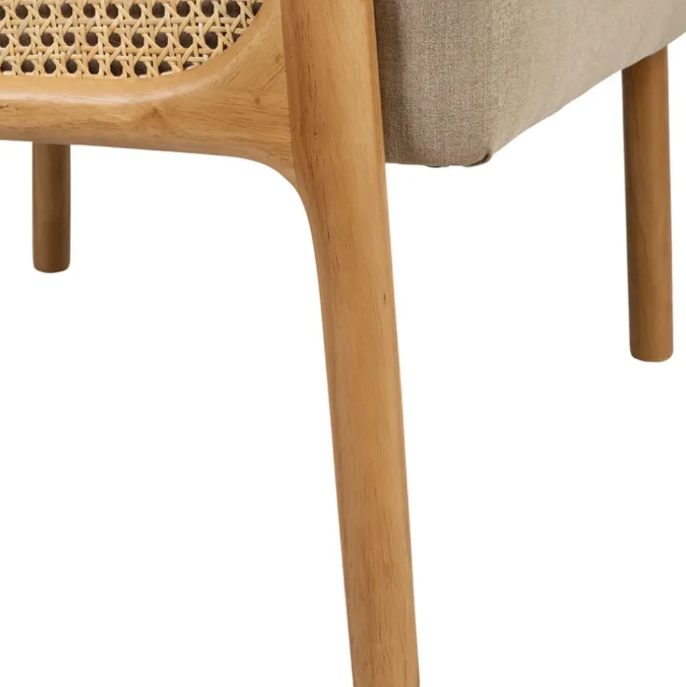 Fauteuil en tissu et hévéa beige - Firmin