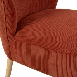 Fauteuil en velours côtelé terracotta - Eleonor