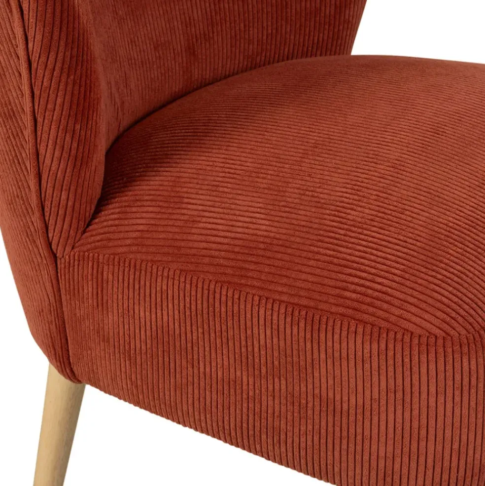 Fauteuil en velours côtelé terracotta - Eleonor