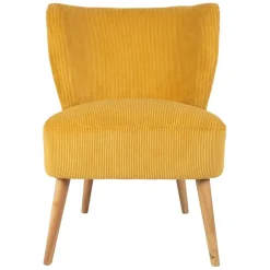 Fauteuil en velours côtelé moutarde - Eleonor