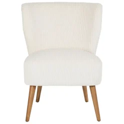 Fauteuil en velours côtelé écru - Eleonor