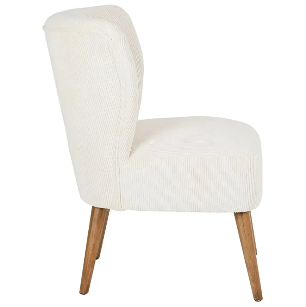 Fauteuil en velours côtelé écru - Eleonor