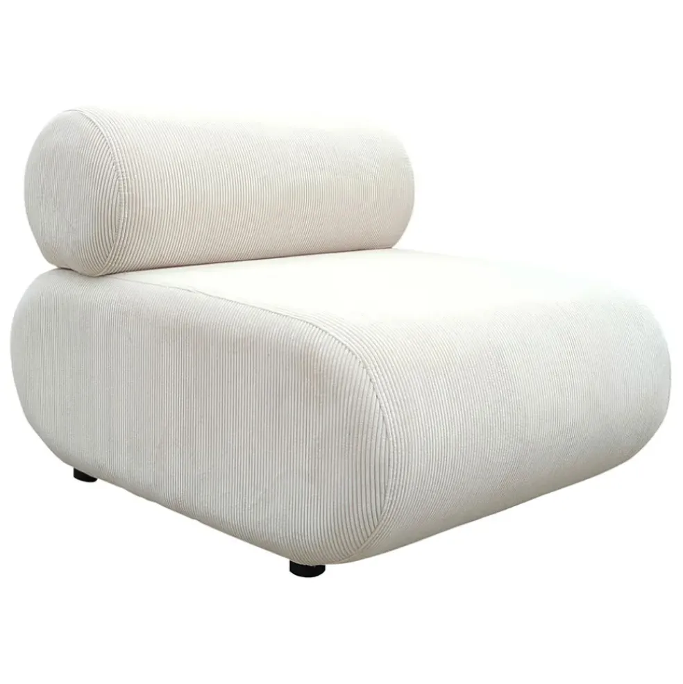Fauteuil en velours côtelé blanc cassé - Chelsea