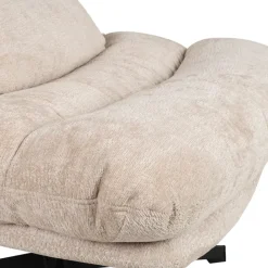 Fauteuil et repose pied en tissu beige et fer noir - Lery