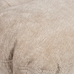 Fauteuil et repose pied en tissu beige et fer noir - Lery