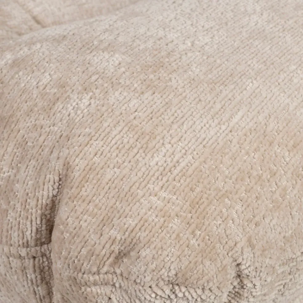 Fauteuil et repose pied en tissu beige et fer noir - Lery