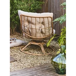 Fauteuil extérieur en métal beige - Petra