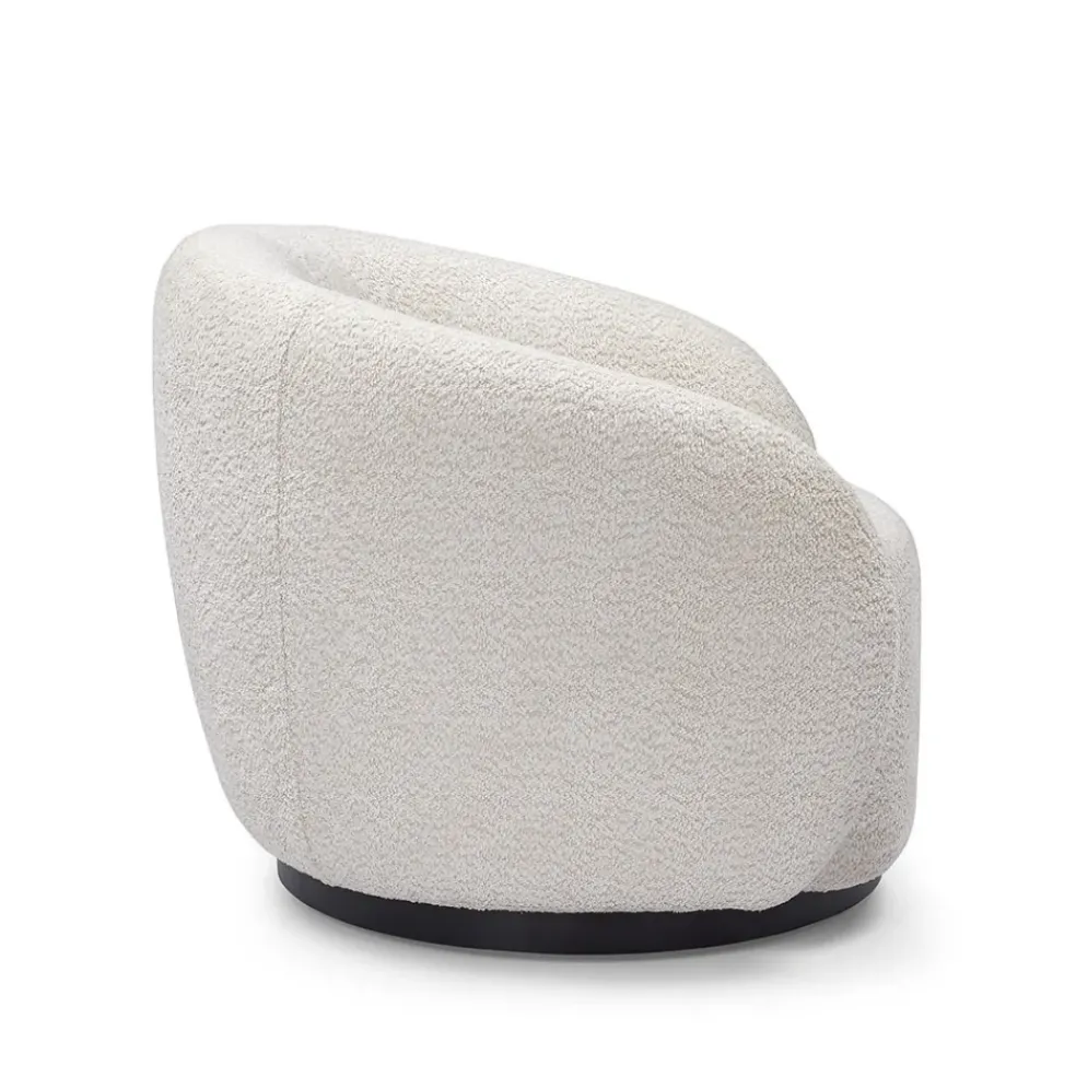 Fauteuil pivotant en tissu effet bouclette beige - Assa