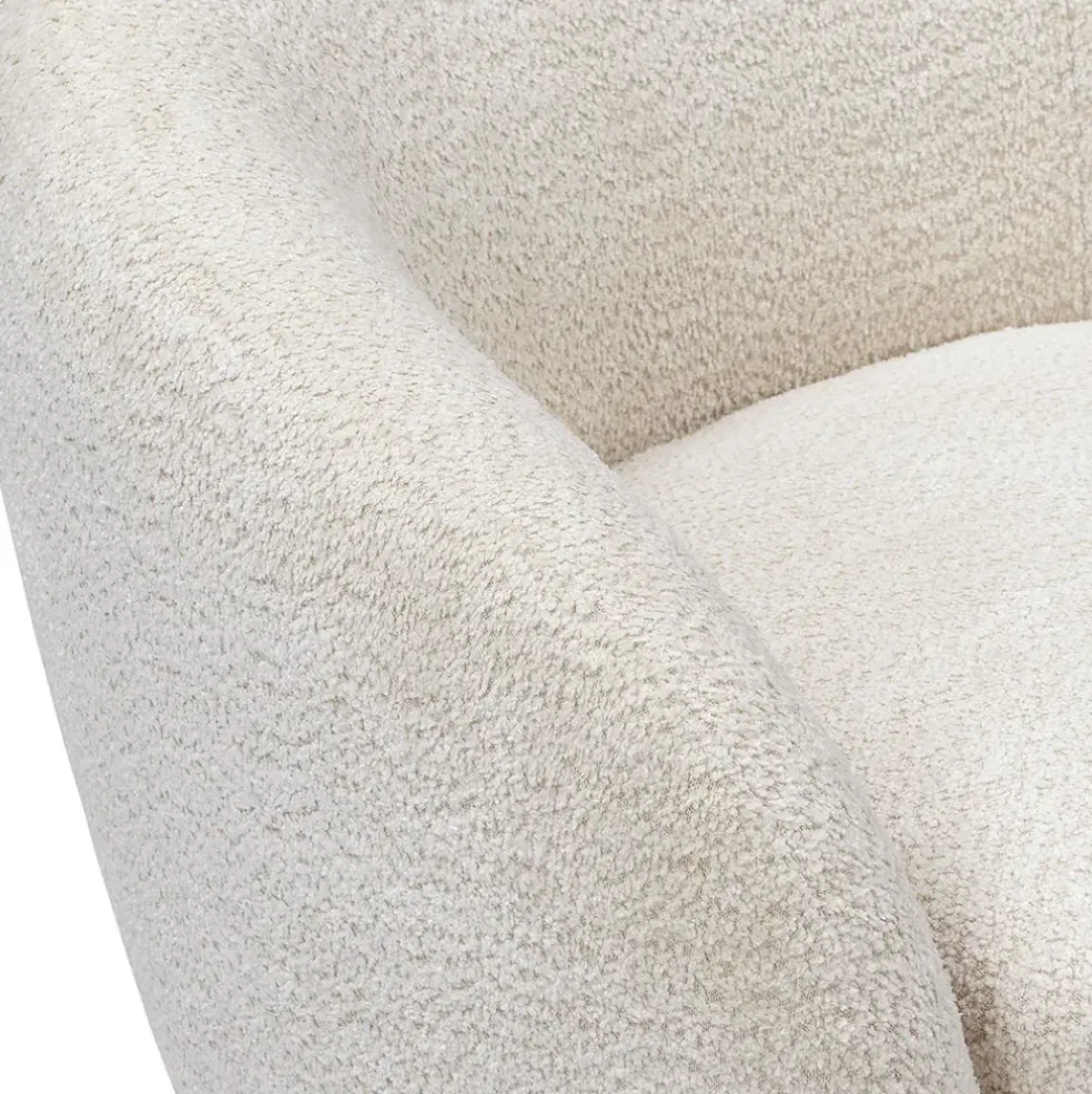 Fauteuil pivotant en tissu effet bouclette beige - Assa