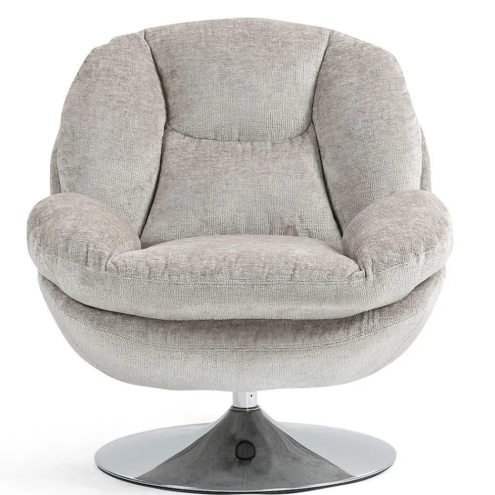 Fauteuil pivotant en velours taupe - Topi