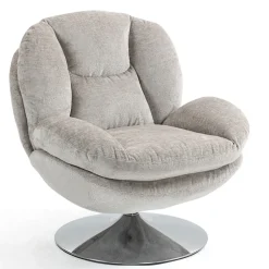 Fauteuil pivotant en velours taupe - Topi