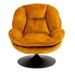 Fauteuil pivotant en velours ocre - Topi