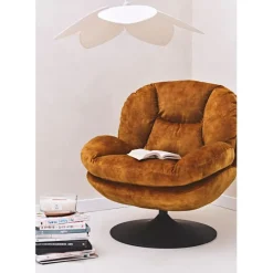 Fauteuil pivotant en velours ocre - Topi