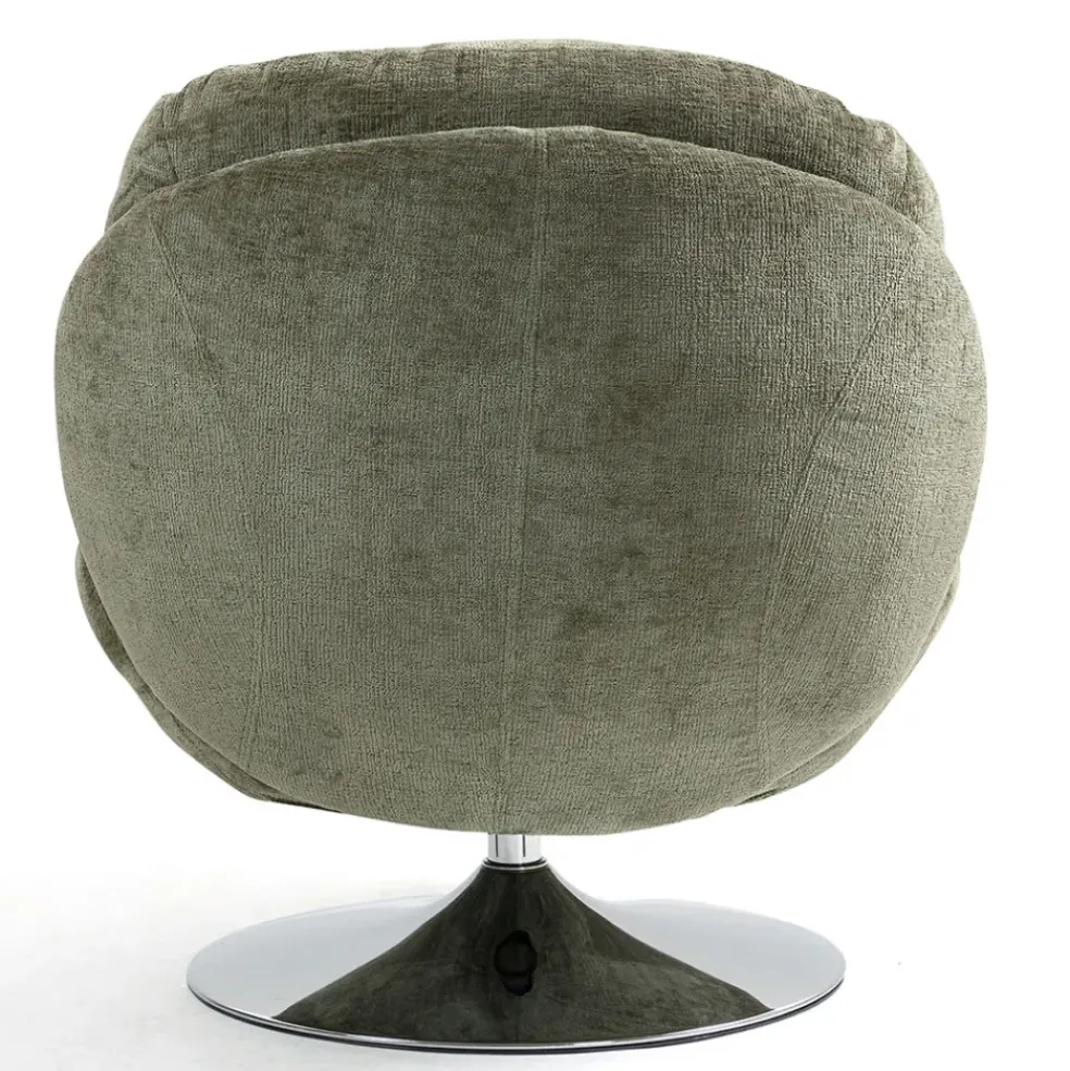 Fauteuil pivotant en velours kaki - Topi