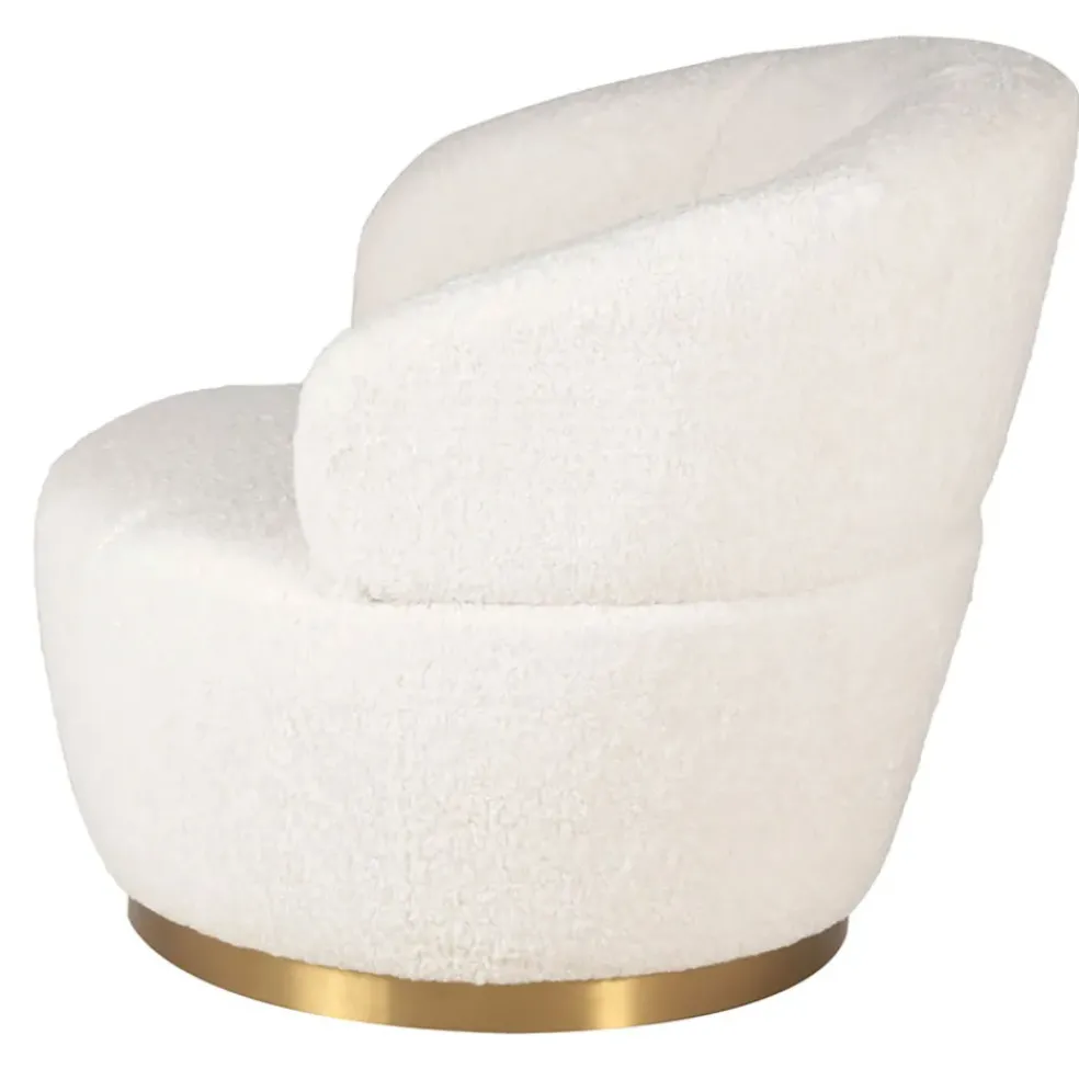 Fauteuil tissu effet mohair écru - Vesna