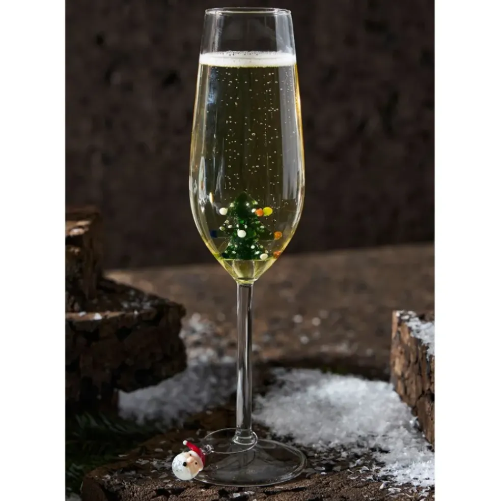 Flute sapin en verre borosilicate vert 25cl - Noel