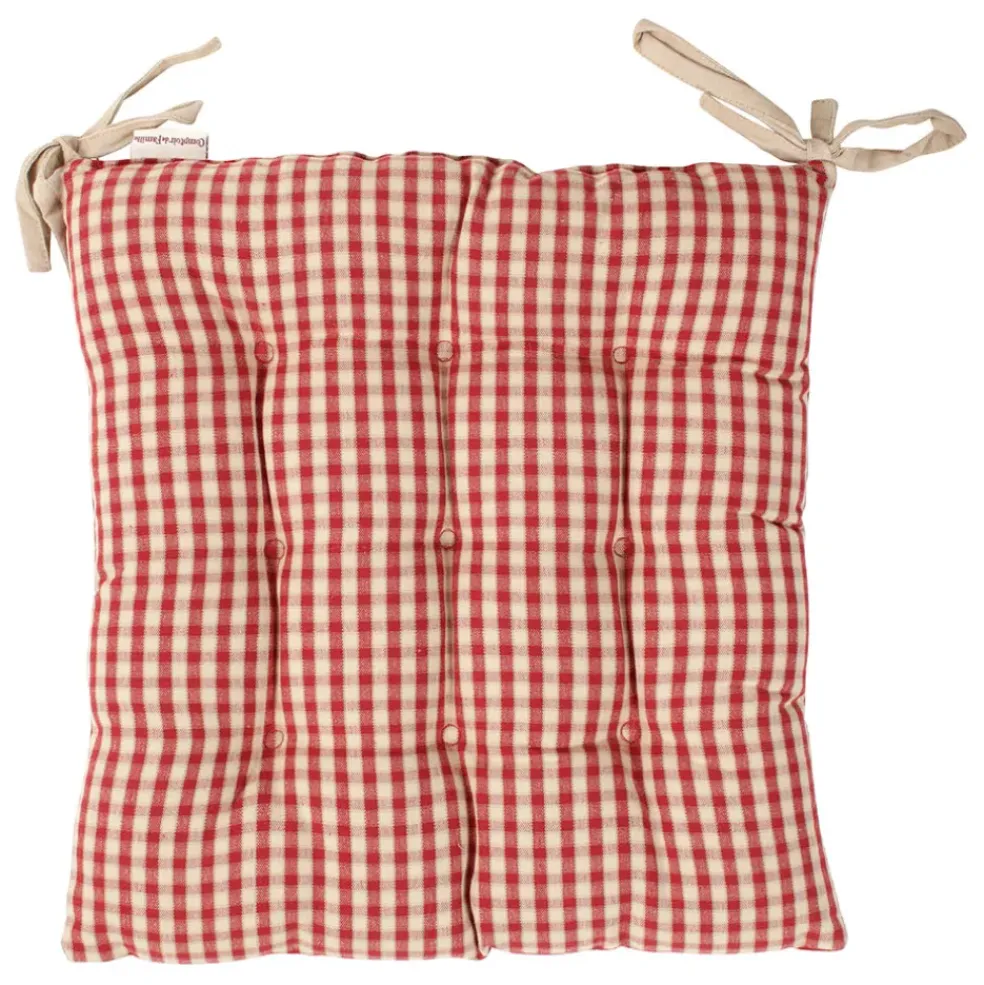 Galette de chaise carrée mami rouge en coton