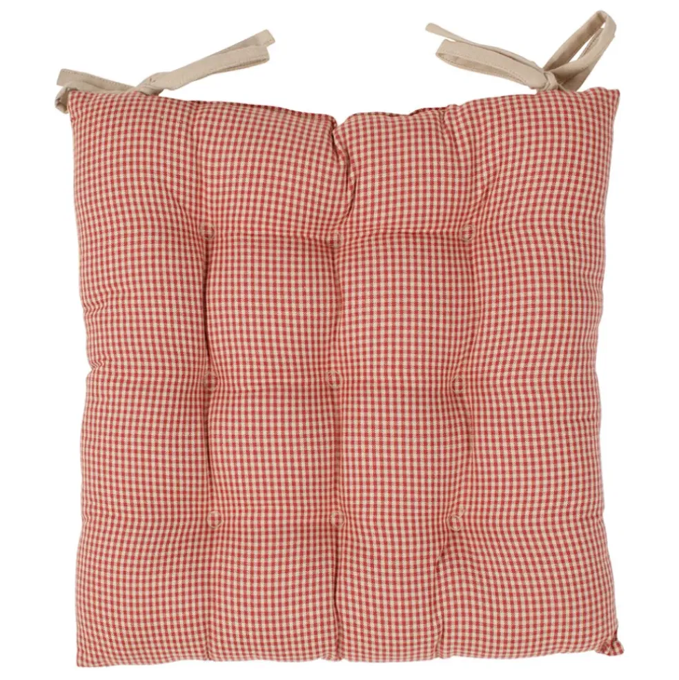 Galette de chaise carrée rouge en coton