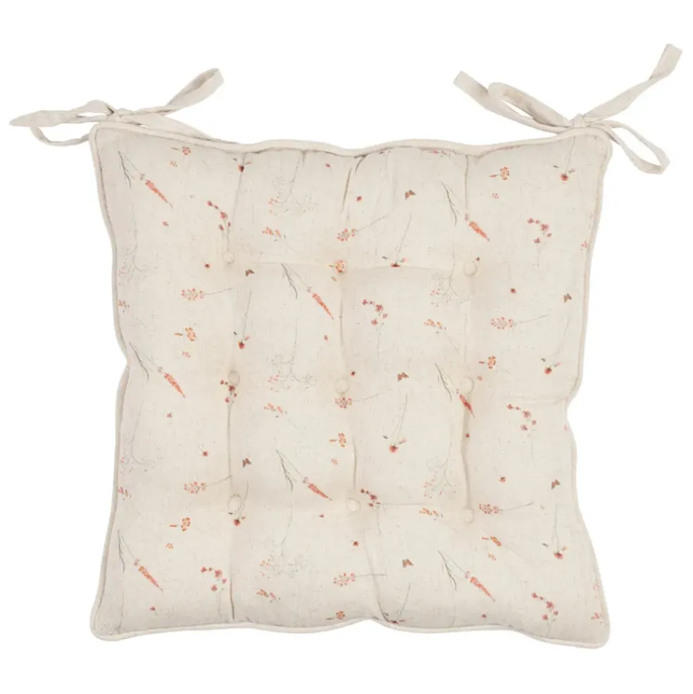 Galette de chaise en coton beige 40x40cm - Lucile