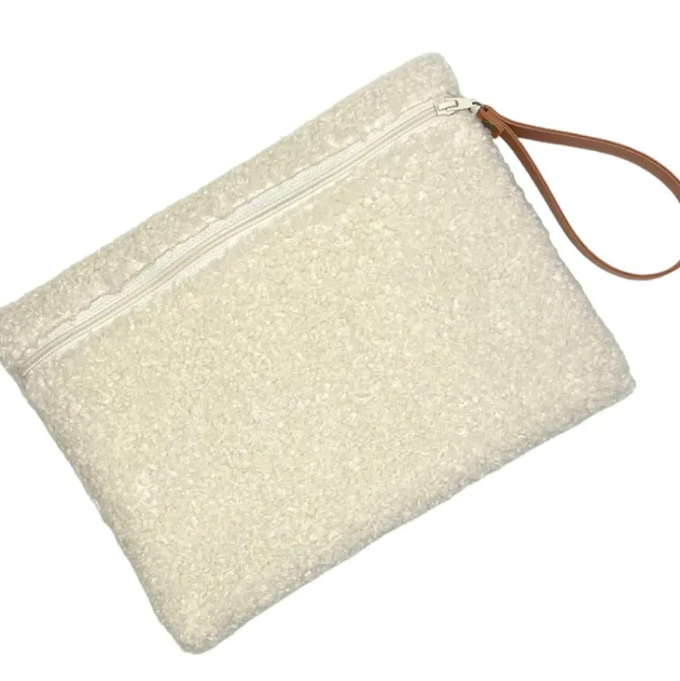 Grande pochette bouclette écru