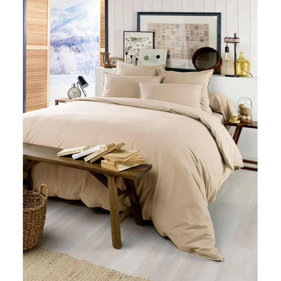 Housse de couette en flanelle sable 260x240cm - Candice
