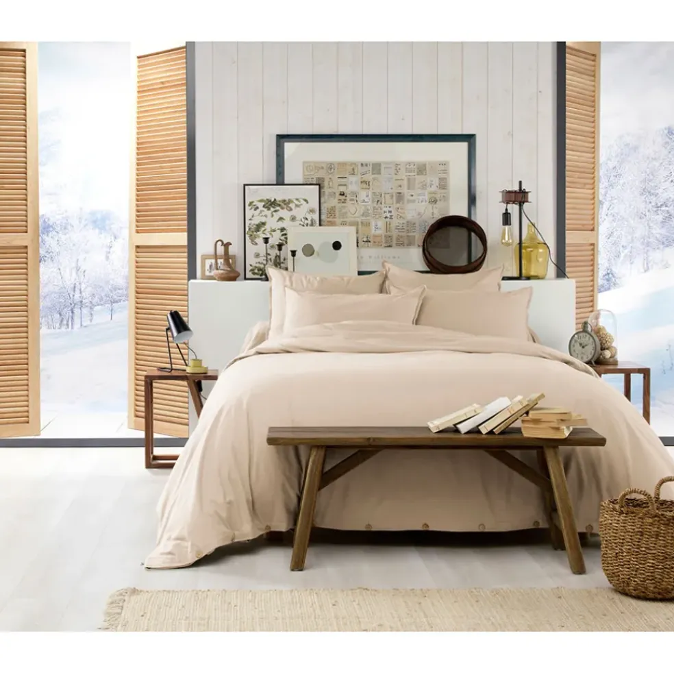 Housse de couette en flanelle sable 260x240cm - Candice