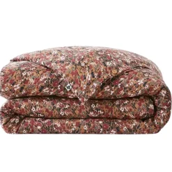 Housse de couette en gaze de coton imprimée camel 260x240cm - Capucine