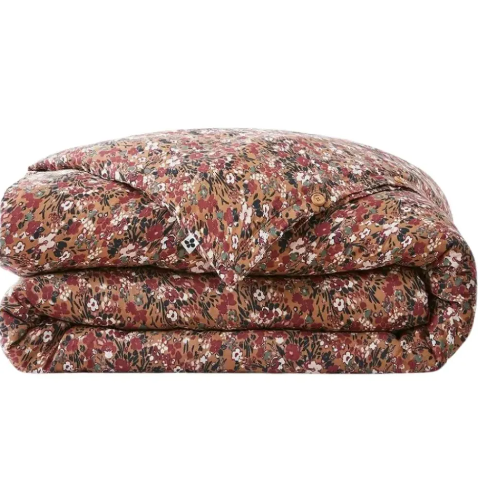 Housse de couette en gaze de coton imprimée camel 140x200cm - Capucine