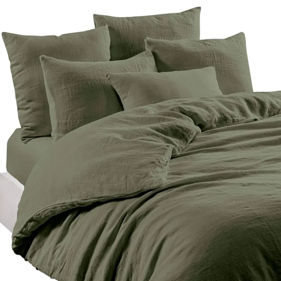 Housse de couette en lin et coton kaki 240x220cm - Limy