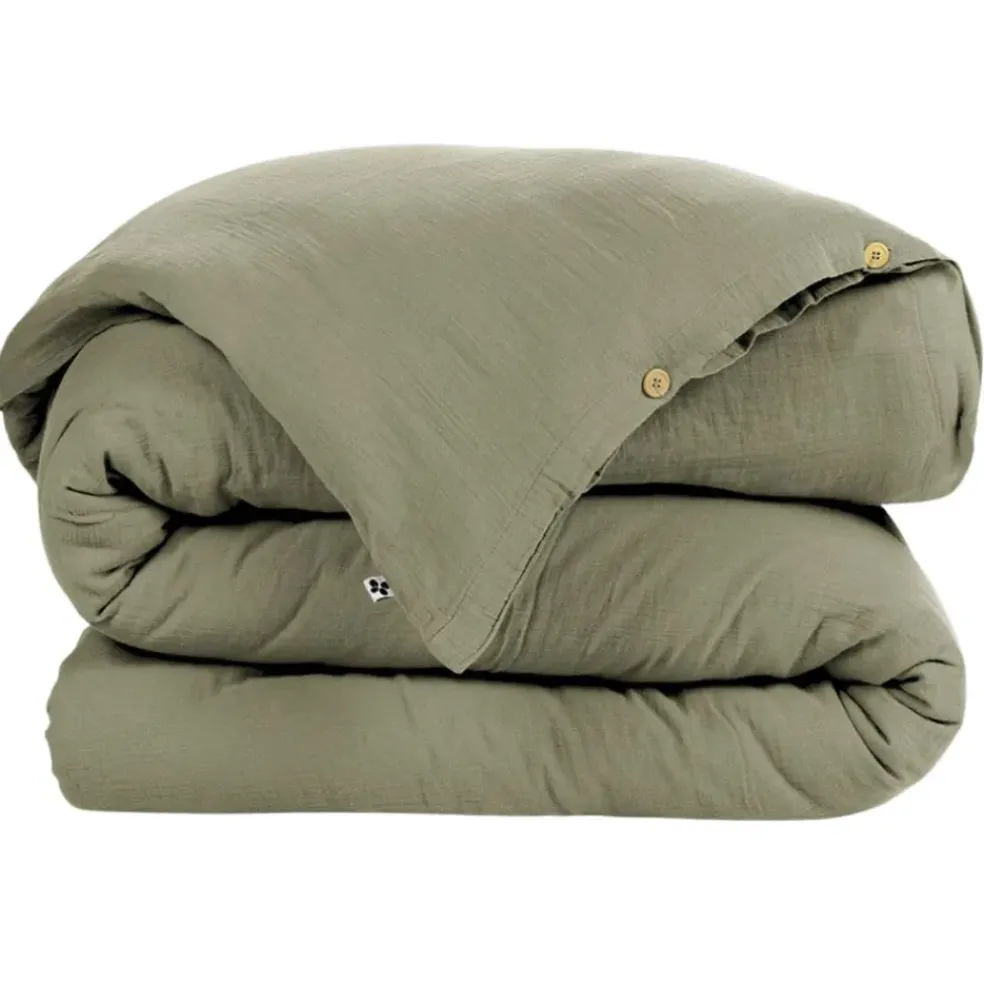 Housse de couette romarin en gaze de coton 260x240cm - Gaia