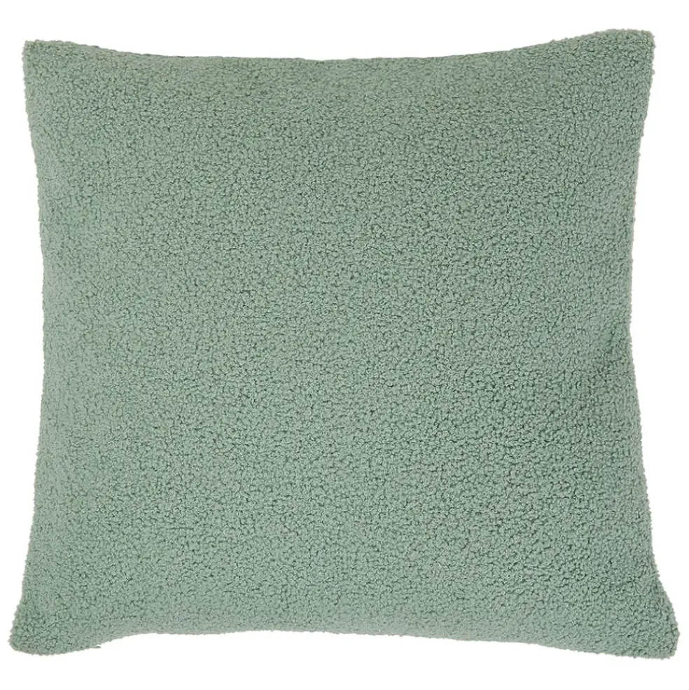 Housse de coussin bouclette "Bella" vert et camel 45x45cm - Funky