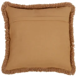 Housse de coussin brodée écru et ocre 45x45cm -terre brulée