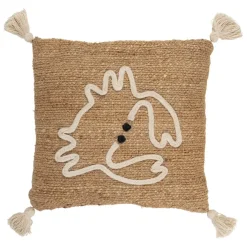 Housse de coussin Crabe en corde et jute naturel blanc 45x45cm - Eté A La Mer