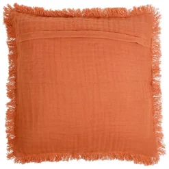 Housse de coussin earth notes terracotta 45x45cm gaze de coton