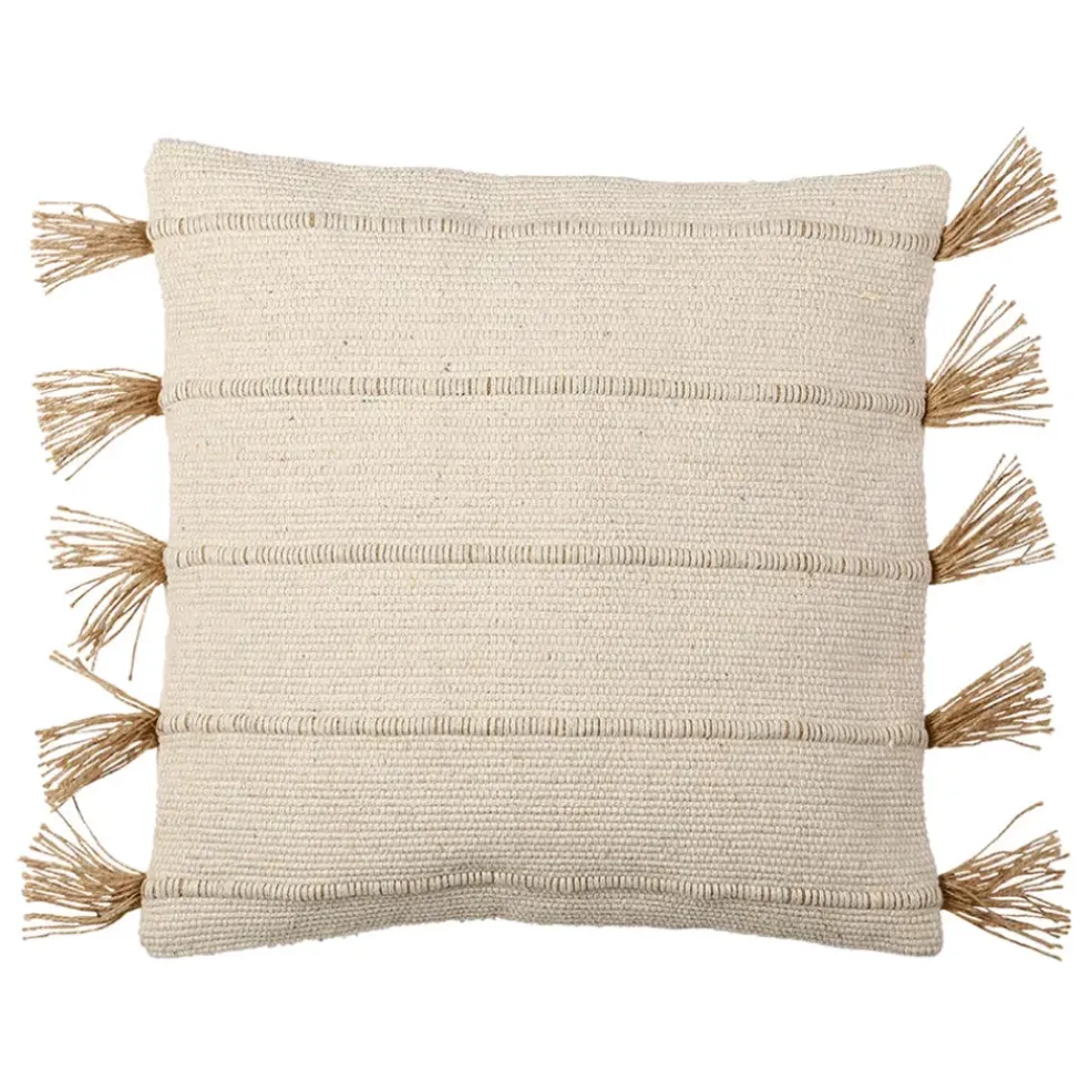 Housse de coussin en coton et jute écru 45x45cm - Kolore