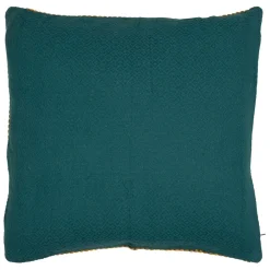Housse de coussin en coton emeraude et moutarde 45x45cm - Seguia