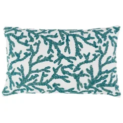 Housse de coussin en coton corail turquoise 50x30cm - Estran