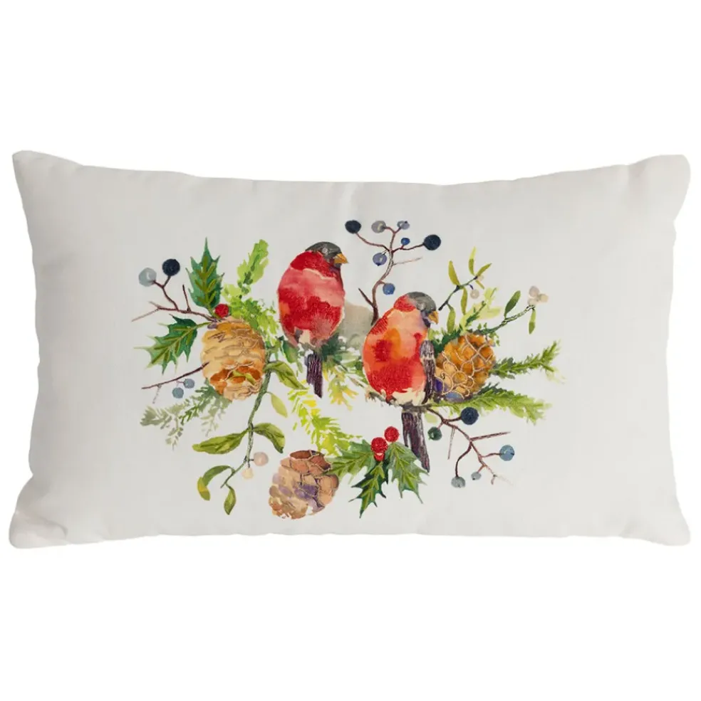 Housse de coussin en coton multicolore 50x30cm - Rouge-Gorge