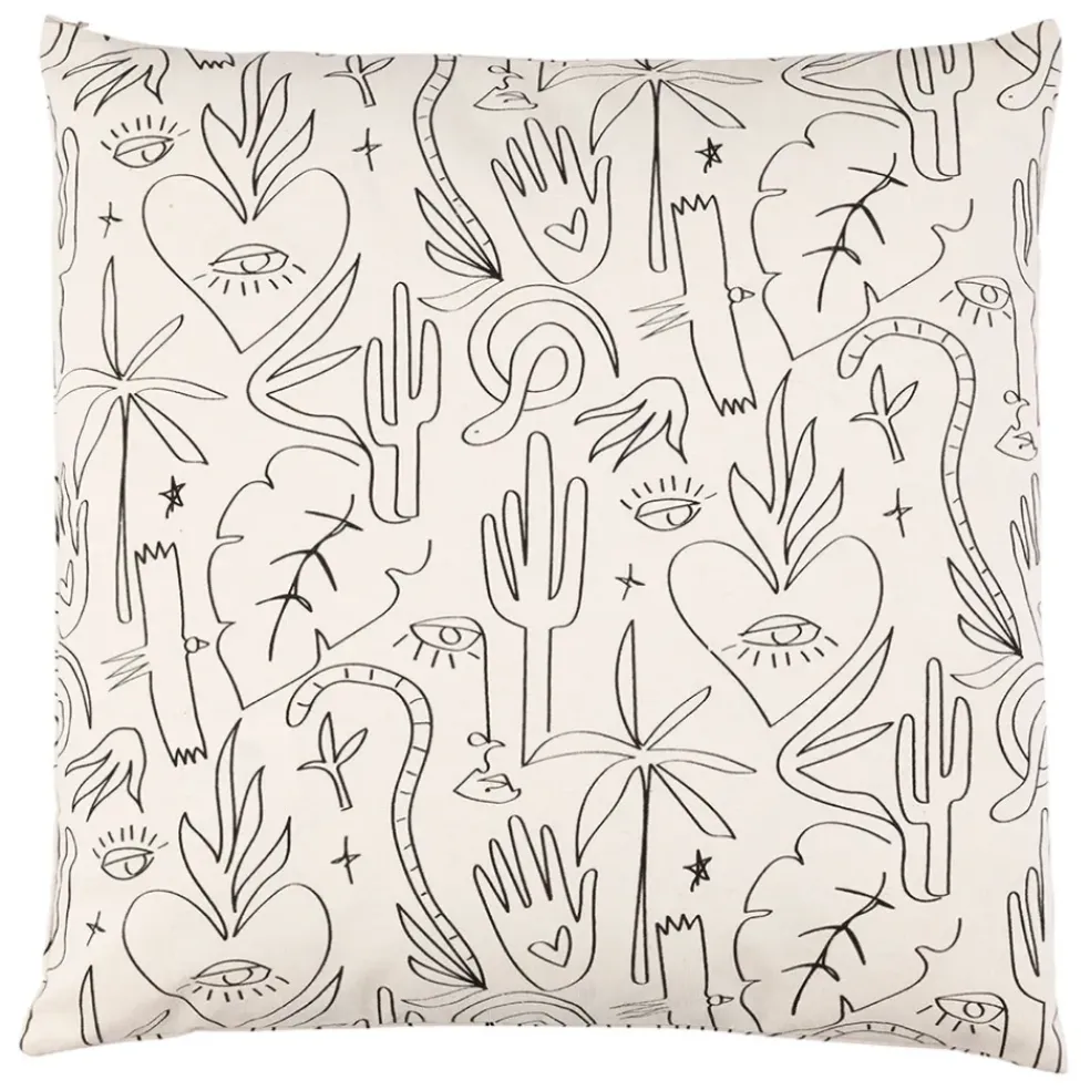 Housse de coussin en coton blanc et noir 45x45cm - Tulum