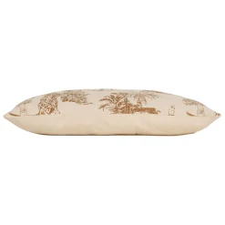 Housse de coussin en coton écru et palmiers camel 50x30cm - Mocoa