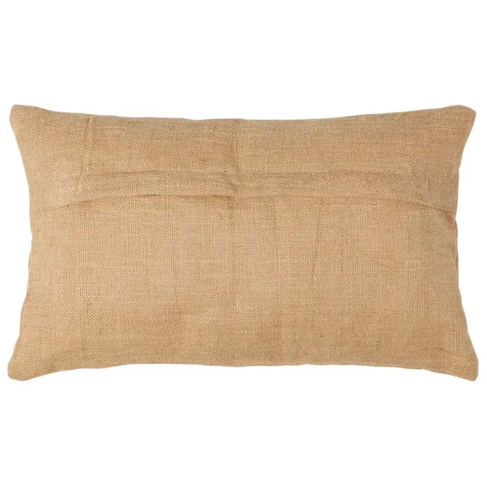 Housse de coussin en jute naturel et coton vert 50x30cm - Patchuca