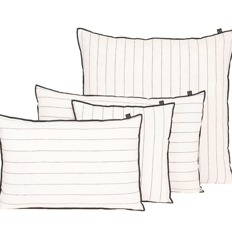 Housse de coussin rayée en lin et coton blanc 50x80cm - Calvi II