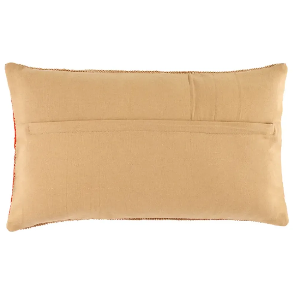 Housse de coussin sunshine en coton et jute naturel corail 50x30cm - Seguia
