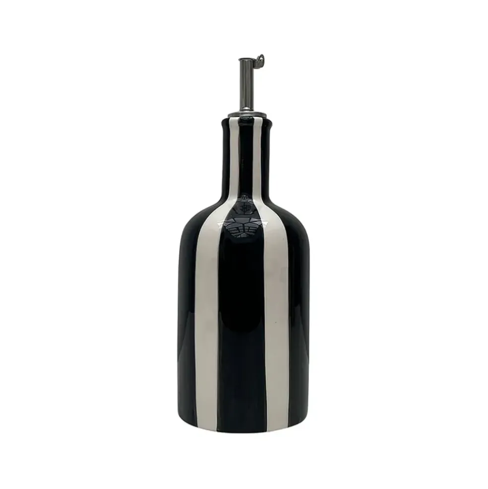 Huilier en faïence rayé noir h22cm