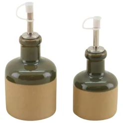 Huilier et vinaigrier en grès kaki 27.5cl/17.5cl - Jade