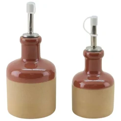 Huilier et vinaigrier en grès tomette 27.5cl/17.5cl - Jade