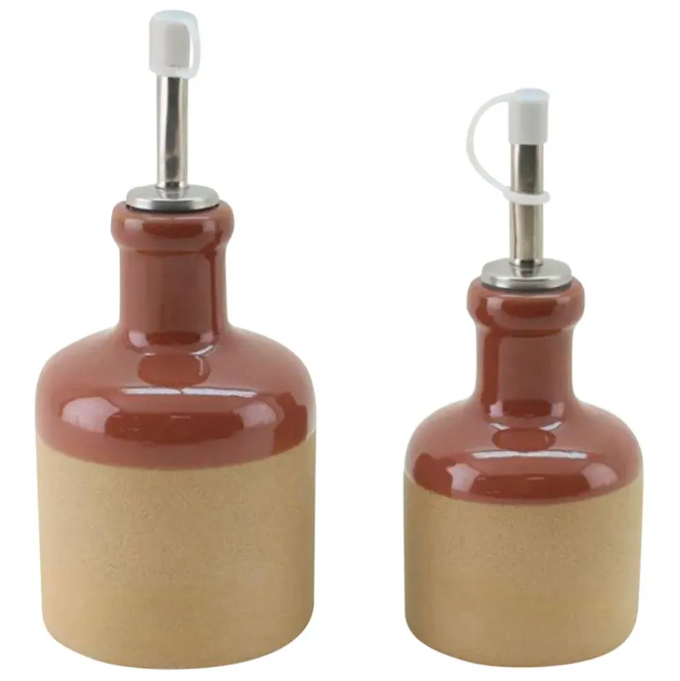 Huilier et vinaigrier en grès tomette 27.5cl/17.5cl - Jade