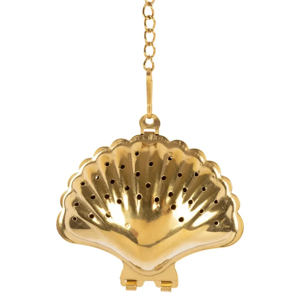 Infuseur de thé avec chaine en inox doré - Coquillage