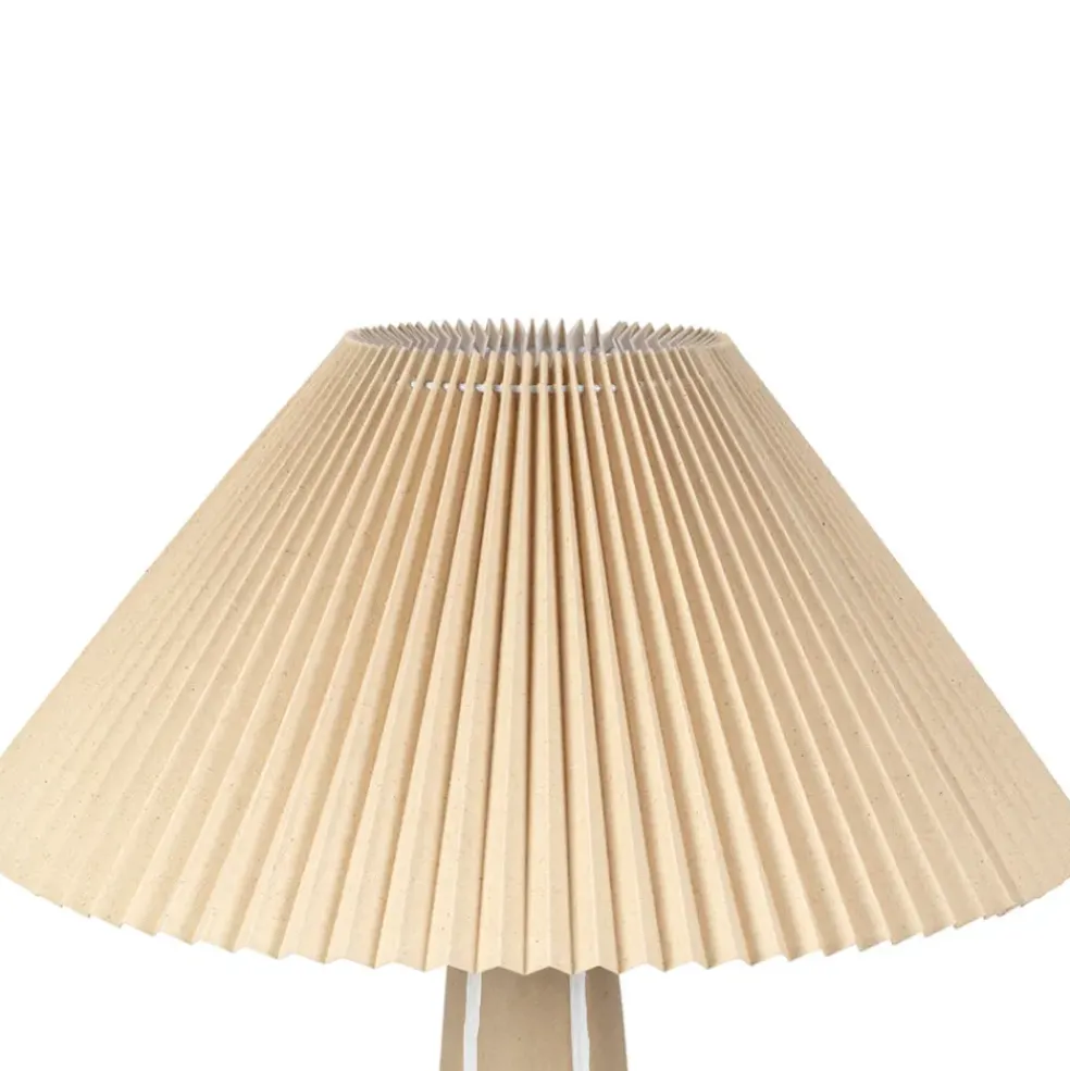 Lampadaire en céramique et lin brun et écru h103cm - Paese
