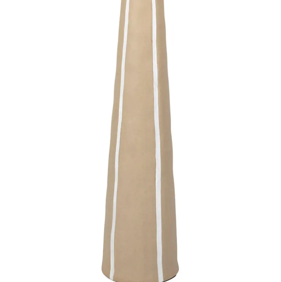 Lampadaire en céramique et lin brun et écru h103cm - Paese